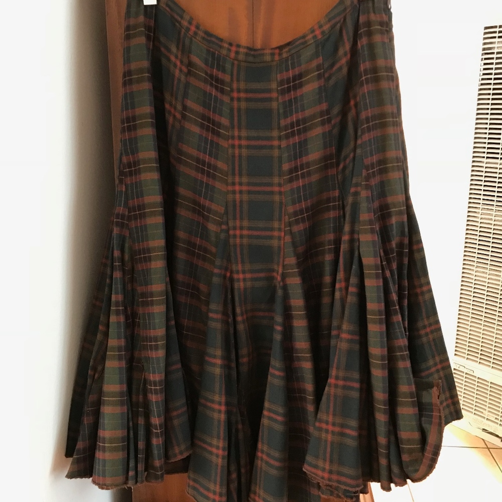 elevenses Anthropologie Full Plaid Skirt Cotton